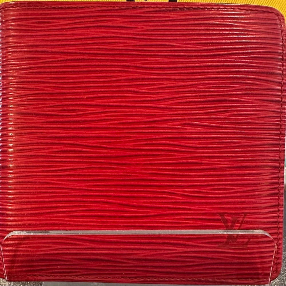 Louis Vuitton Red Epi Leather Bifold Compact Wallet No Callouts